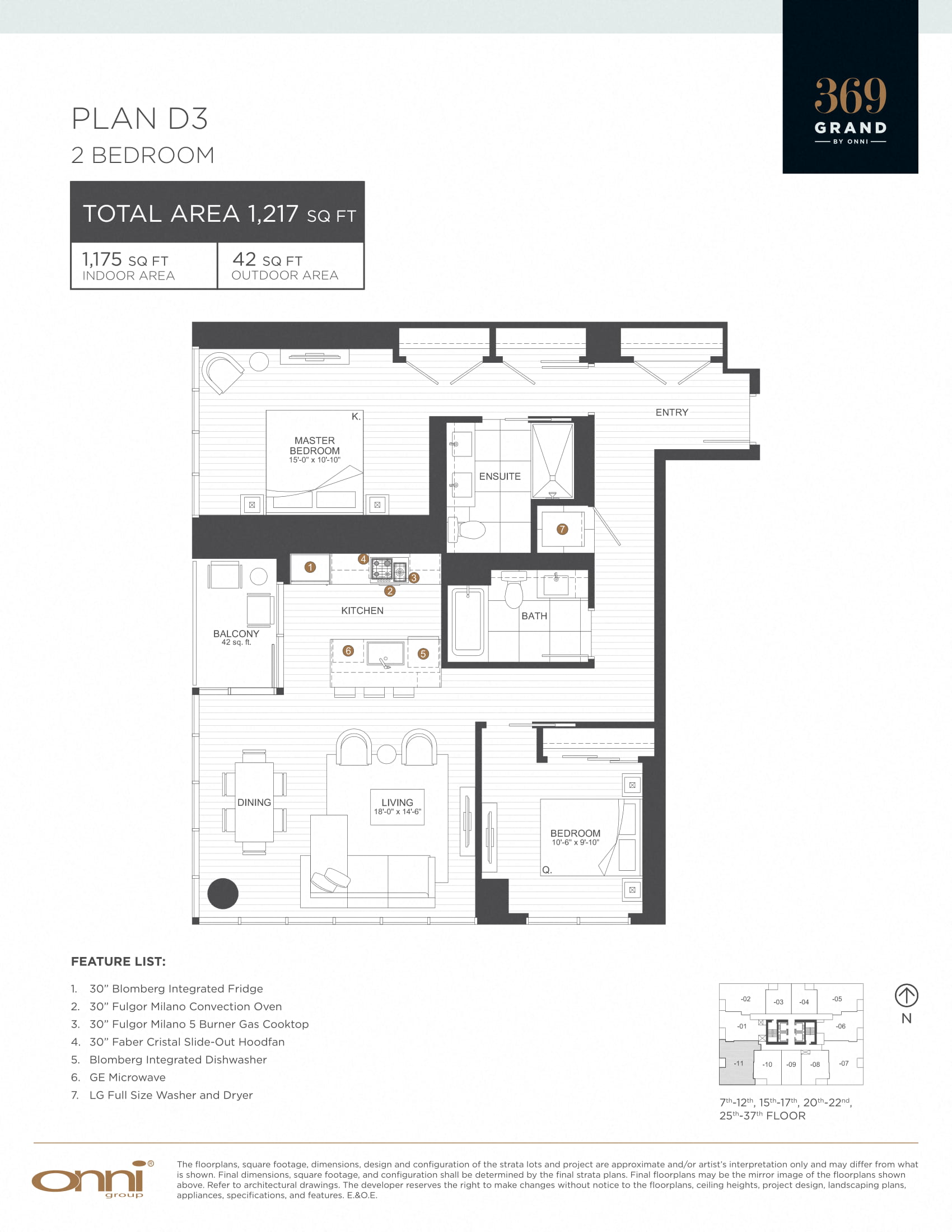 Floor plan for 2 beds, 2 baths, 1175 sqft